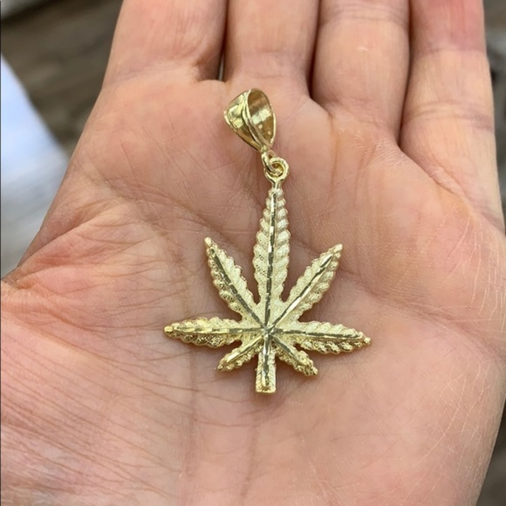 Gold plated over Silver Weed Charm Necklace